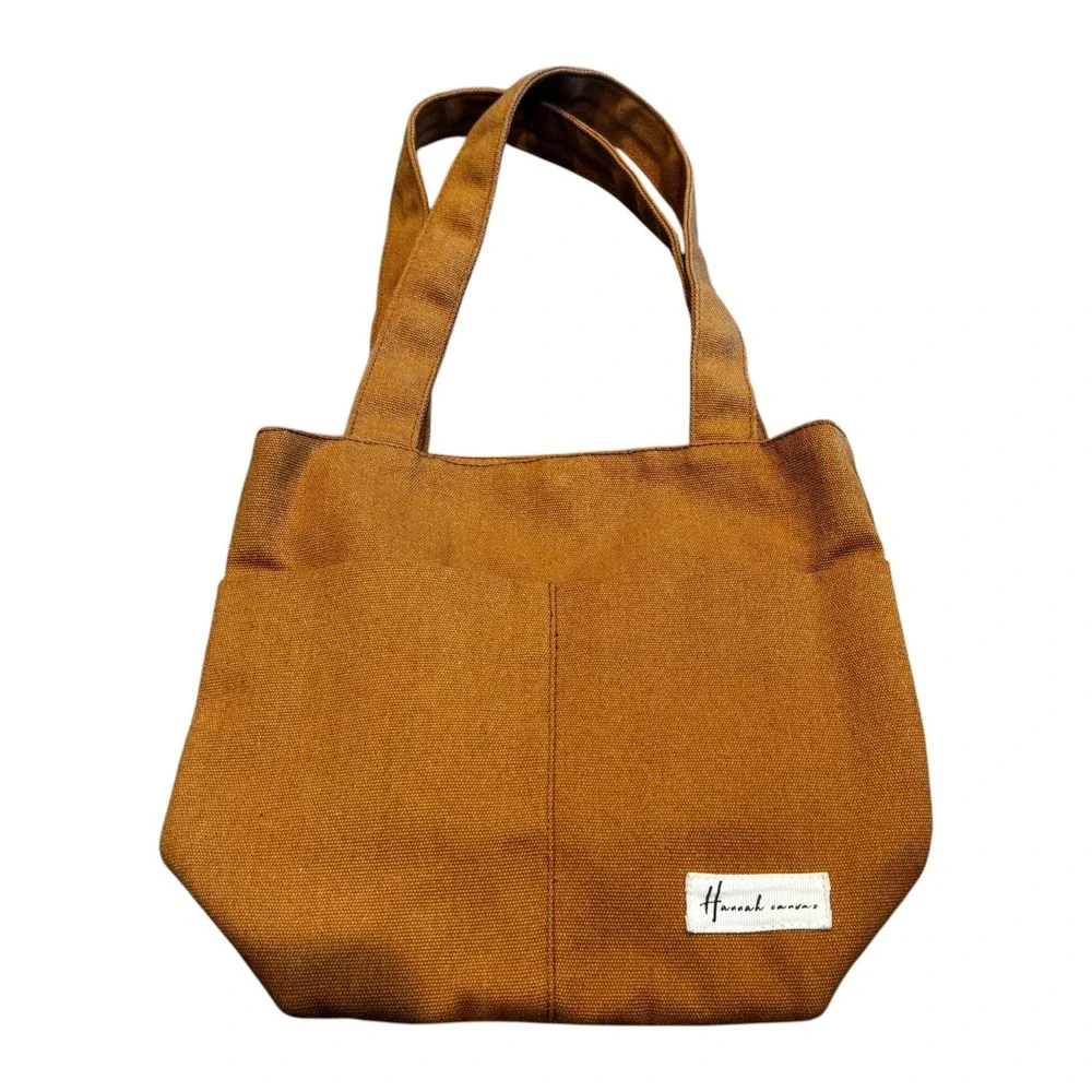 Hannah Canvas Kella Soft Cotton Brown Shoulder Tote Bag Multi-Pocket Everyday